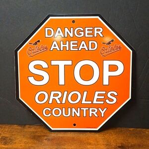 MLB Baltimore Orioles Team Stop Sign 12"by12" Styrene Plastic by Fremont Die
